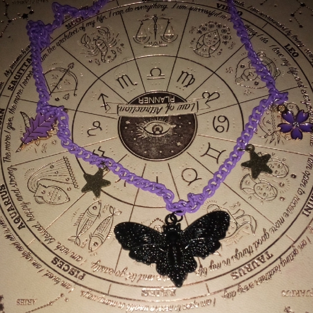 Purple and Black Butterfly Necklace